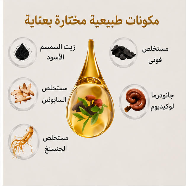 شامبو صبغة الشعر الأسود 3 في 1 | يغطي الشيب، ينظف ويغذي الشعر بتركيبة طبيعية