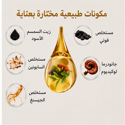 شامبو صبغة الشعر الأسود 3 في 1 | يغطي الشيب، ينظف ويغذي الشعر بتركيبة طبيعية
