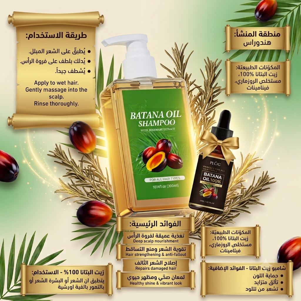 🌿 شامبو + سيروم الباتانا — عناية متكاملة تبدأ من الجذور